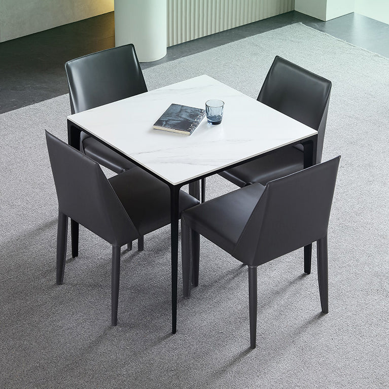 Square Shape Sintered Stone Dining Table Industrial 4 Legs Table for Dining Room