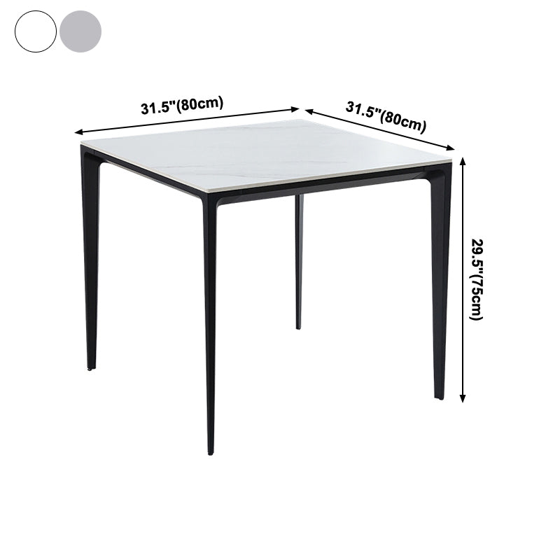 Square Shape Sintered Stone Dining Table Industrial 4 Legs Table for Dining Room
