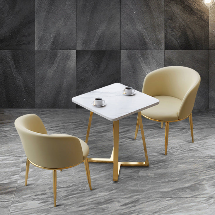 Quadratisch hölzerner weißer Esstisch Industrial Doppelpodesttisch für Esszimmer