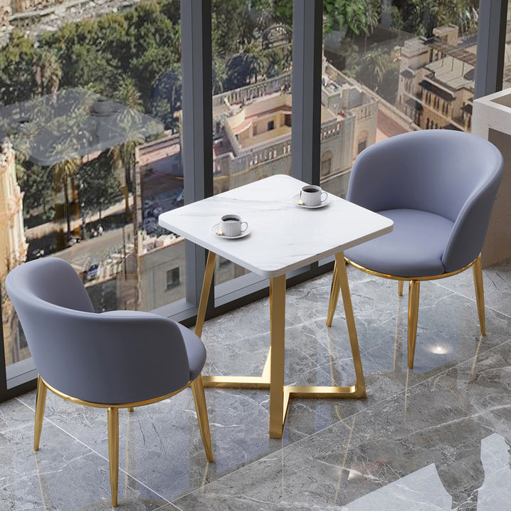 Quadratisch hölzerner weißer Esstisch Industrial Doppelpodesttisch für Esszimmer