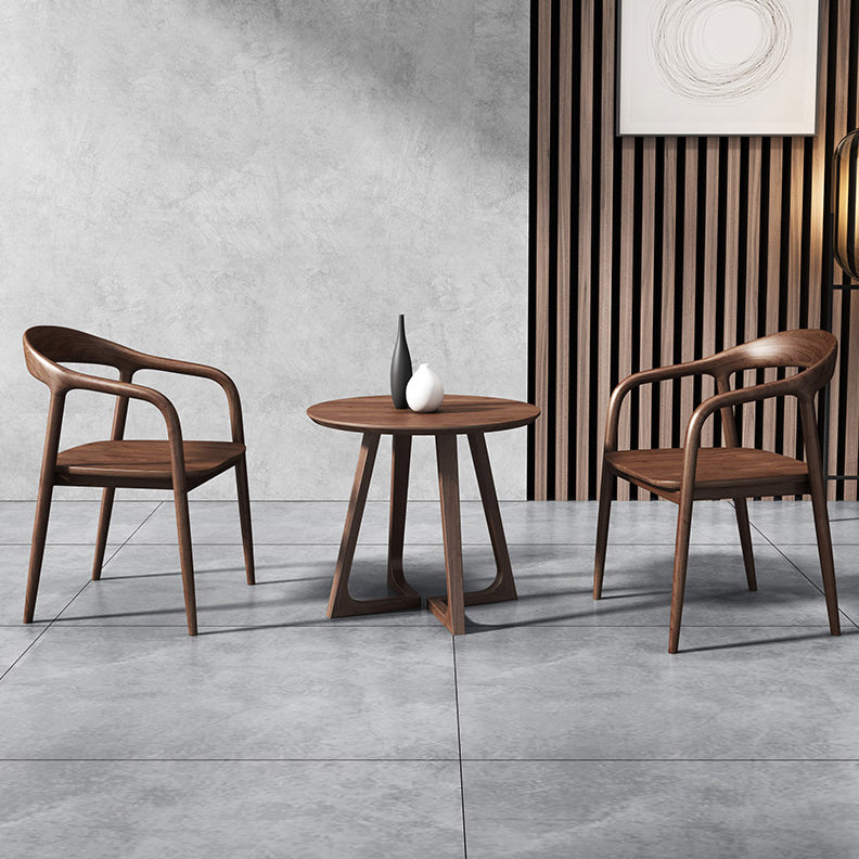 Table à manger ronde de style moderne, couleur bois, table fixe en frêne massif