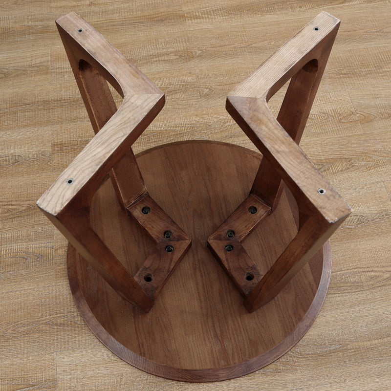 Round Casual Dining Table Wood Color Fixed Table with Ashwood Solid Wood
