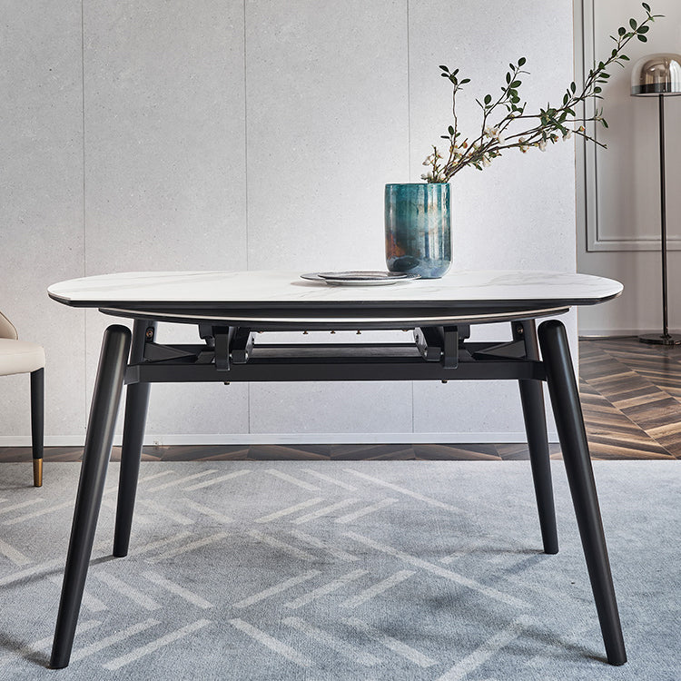 Simplicity Style Round Eetting Table Stone drop-blad eettafel met 4 poten