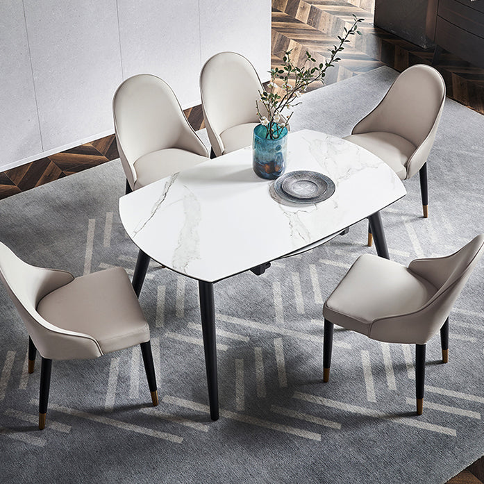 Simplicity Style Round Eetting Table Stone drop-blad eettafel met 4 poten