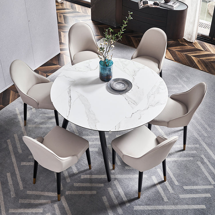 Simplicity Style Round Eetting Table Stone drop-blad eettafel met 4 poten