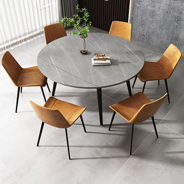 4-foot Stone Dinette Table Simplicity Style Round Dining Table with Drop Leaf