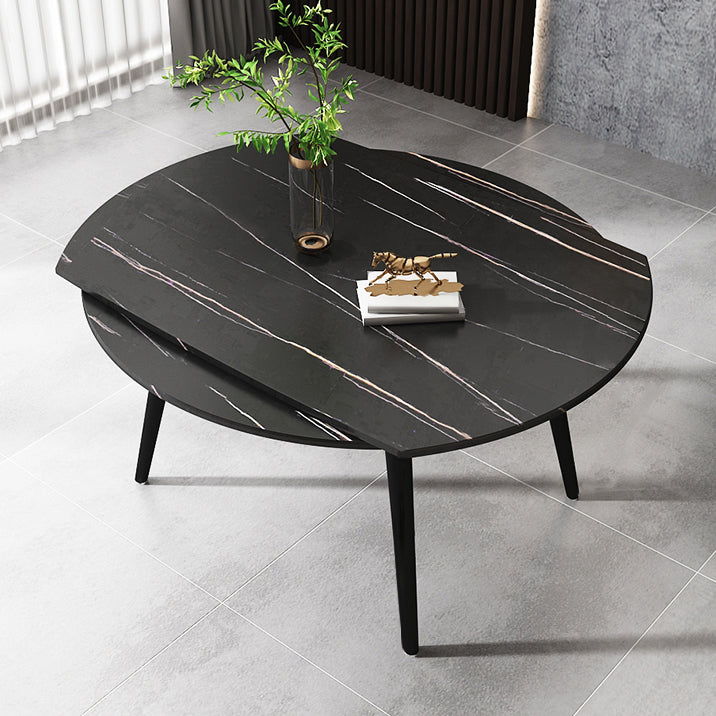 4-foot Stone Dinette Table Simplicity Style Round Dining Table with Drop Leaf