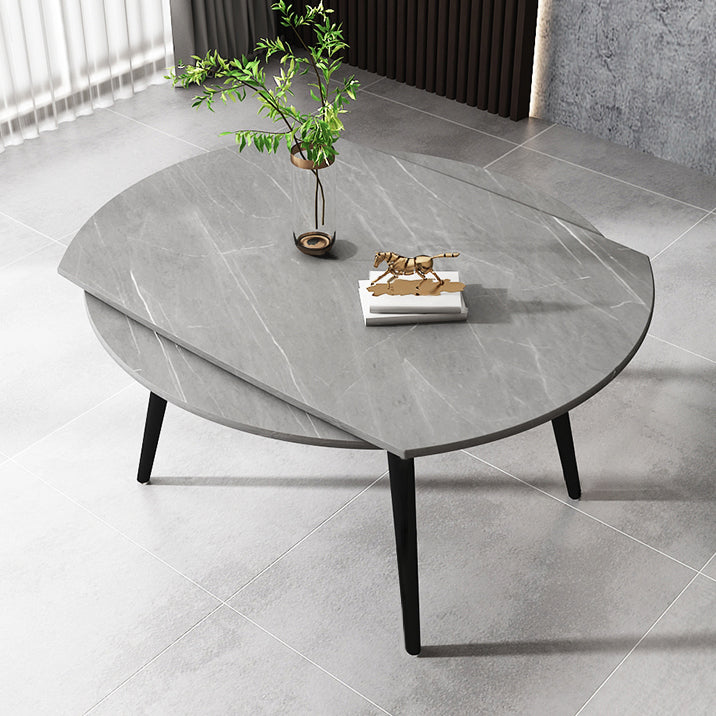 4-foot Stone Dinette Table Simplicity Style Round Dining Table with Drop Leaf
