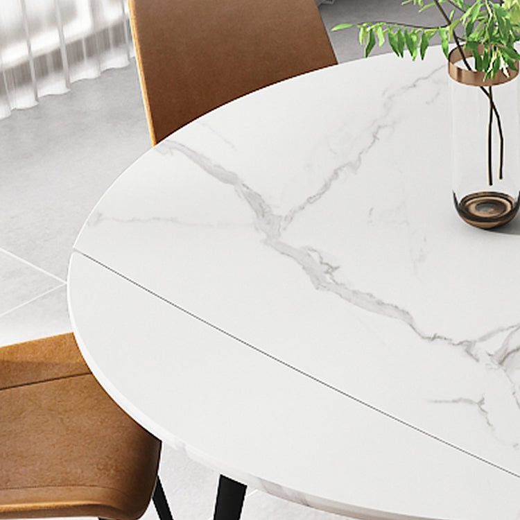 4-foot Stone Dinette Table Simplicity Style Round Dining Table with Drop Leaf