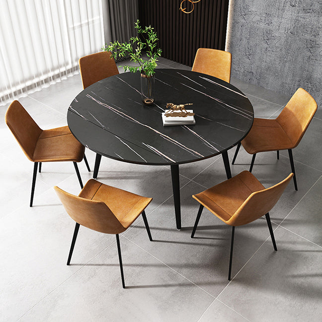 4-foot Stone Dinette Table Simplicity Style Round Dining Table with Drop Leaf