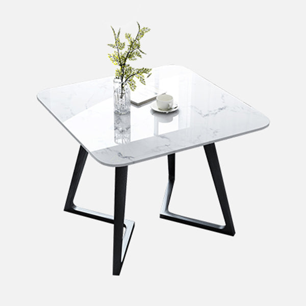 Moderner Stil weißer Esstisch gesinterte Steintisch mit Holzbasis für Zuhause