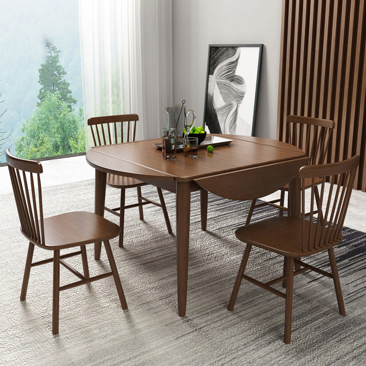 Modern Style Rubberwood Dinner Table Round Drop-Leaf Table for Home Use