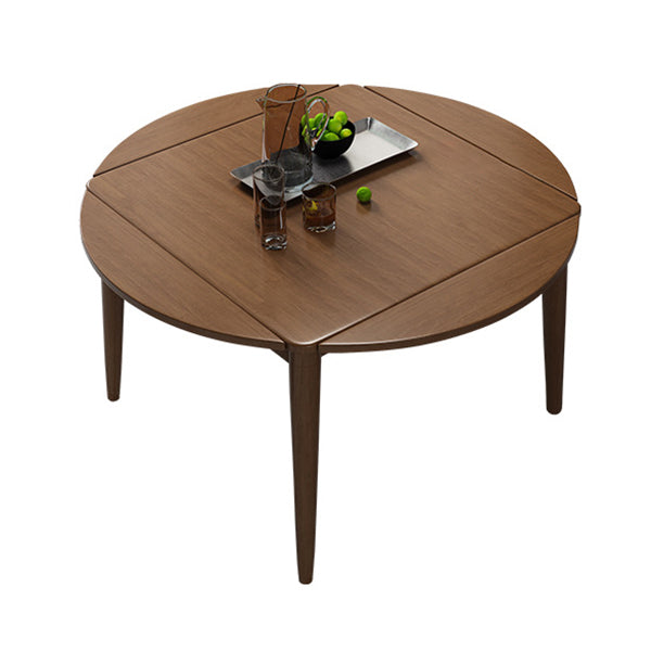 Modern Style Rubberwood Dinner Table Round Drop-Leaf Table for Home Use