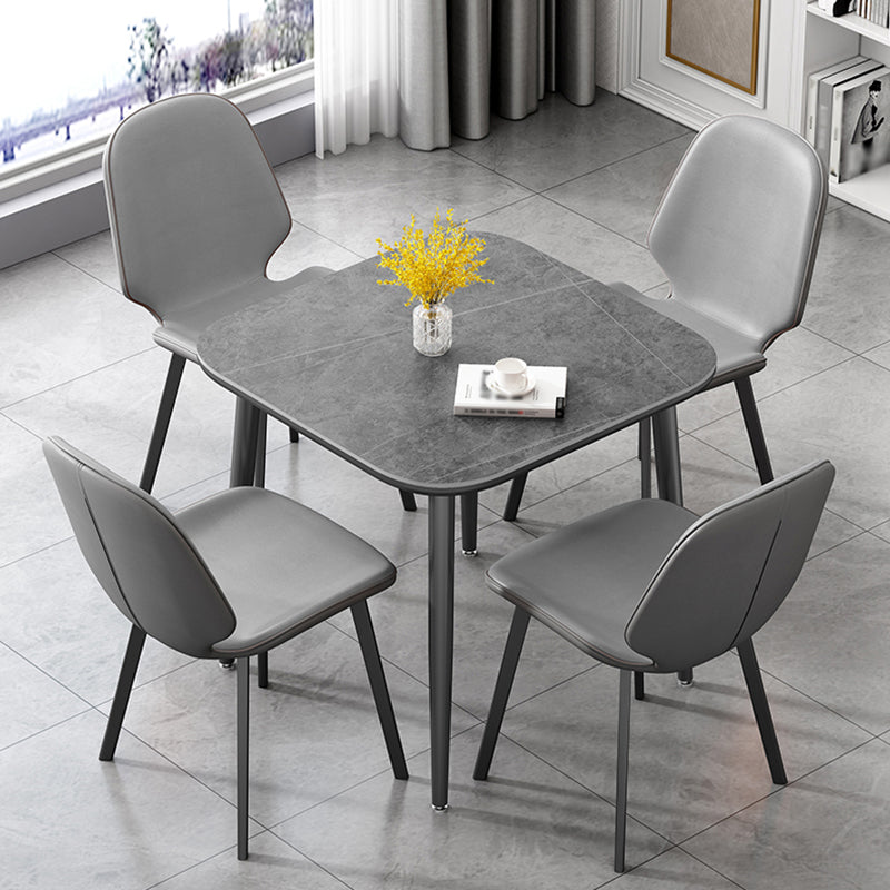 Modern Sintered Stone Dinner Table 4 Legs 31.2" Dining Table with Black Frame