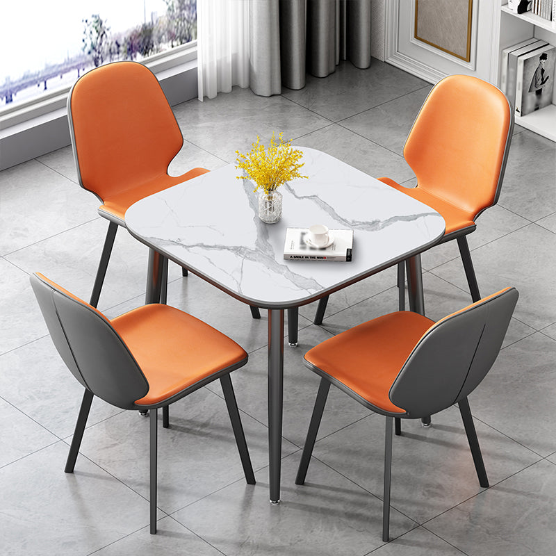 Modern Sintered Stone Dinner Table 4 Legs 31.2" Dining Table with Black Frame