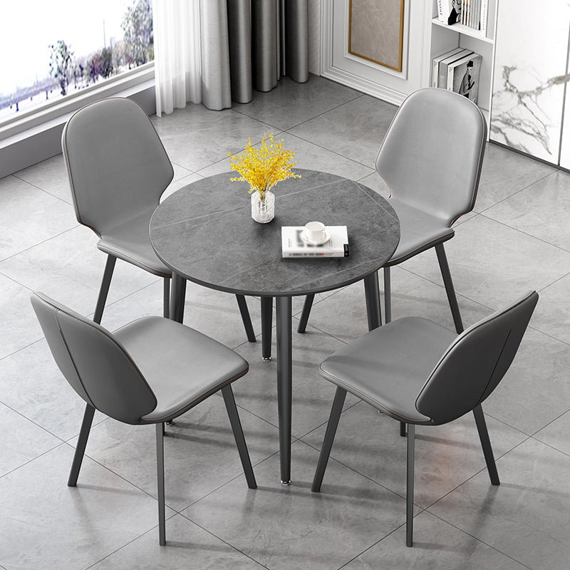 Modern Sintered Stone Dinner Table 4 Legs 31.2" Dining Table with Black Frame