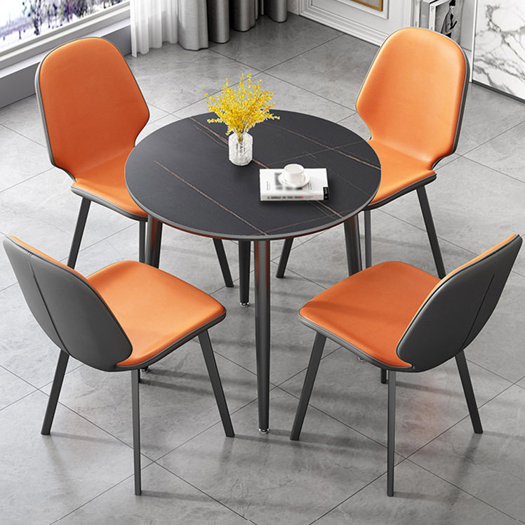 Modern Sintered Stone Dinner Table 4 Legs 31.2" Dining Table with Black Frame