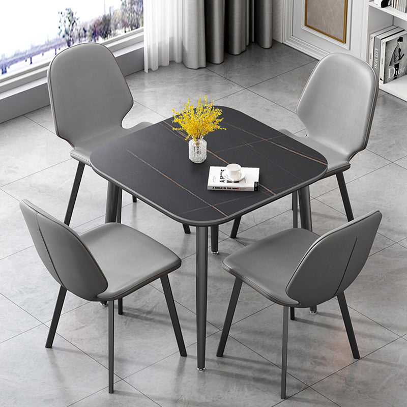 Modern Sintered Stone Dinner Table 4 Legs 31.2" Dining Table with Black Frame