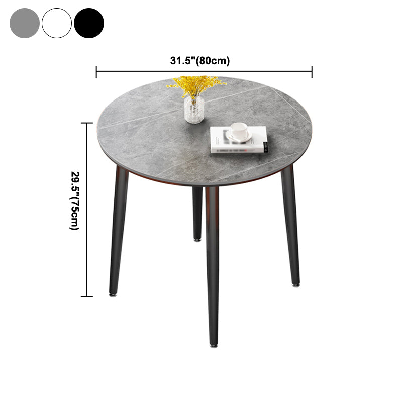 Modern Sintered Stone Dinner Table 4 Legs 31.2" Dining Table with Black Frame