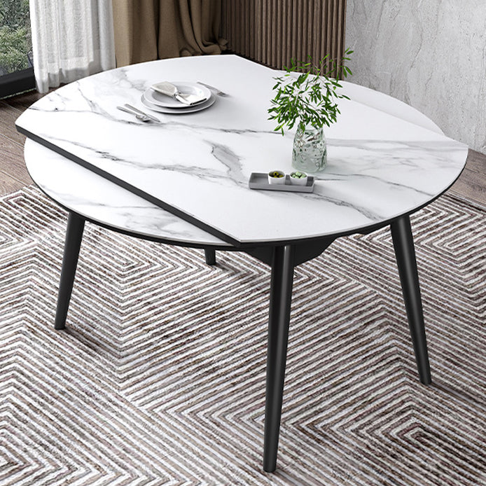 Round Extendable Stone Dining Site Table Contemporary 51.2'' Dinette Table