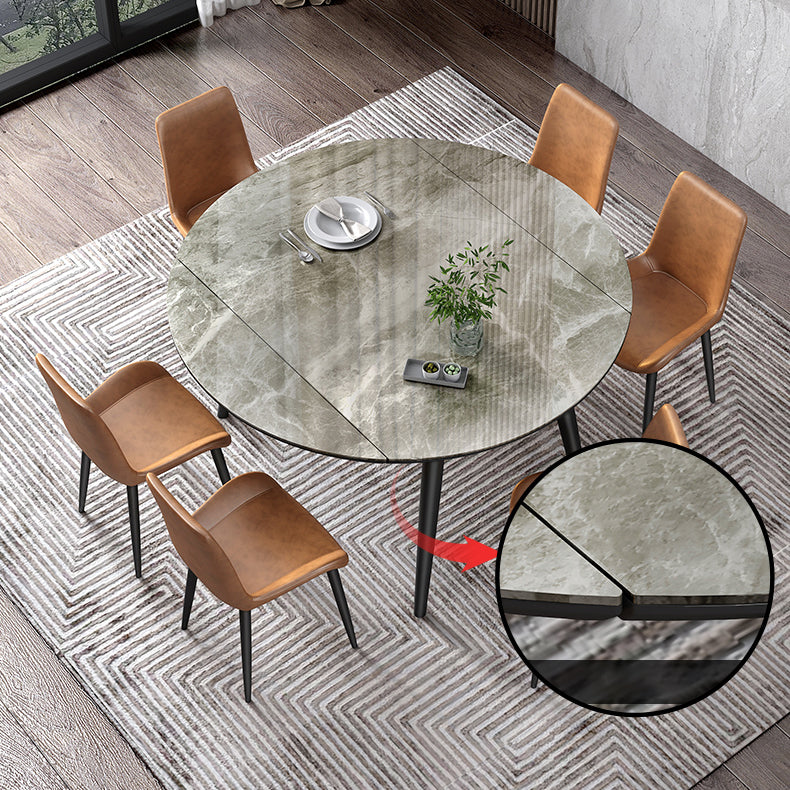 Round Extendable Stone Dining Site Table Contemporary 51.2'' Dinette Table