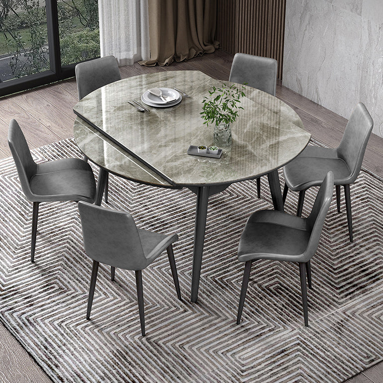 Round Extendable Stone Dining Site Table Contemporary 51.2'' Dinette Table