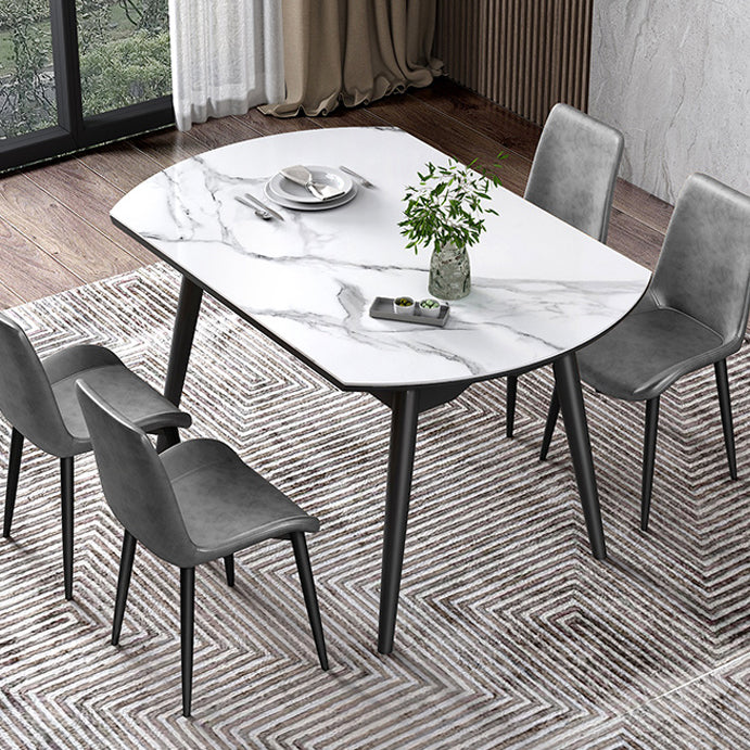 Round Extendable Stone Dining Site Table Contemporary 51.2'' Dinette Table