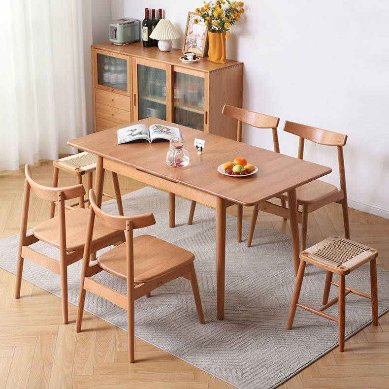 Mesa de comedor de madera de cereza extensible en la naturaleza Mesa de cocina rectangular con 4 patas
