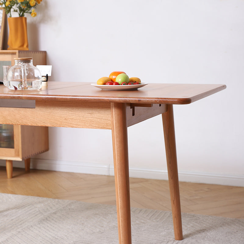 Mesa de comedor de madera de cereza extensible en la naturaleza Mesa de cocina rectangular con 4 patas