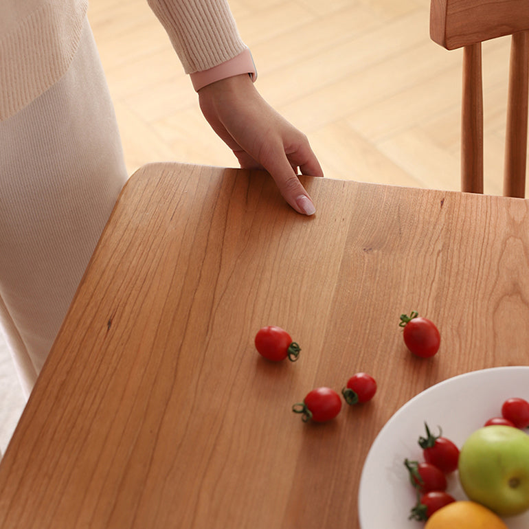 Mesa de comedor de madera de cereza extensible en la naturaleza Mesa de cocina rectangular con 4 patas