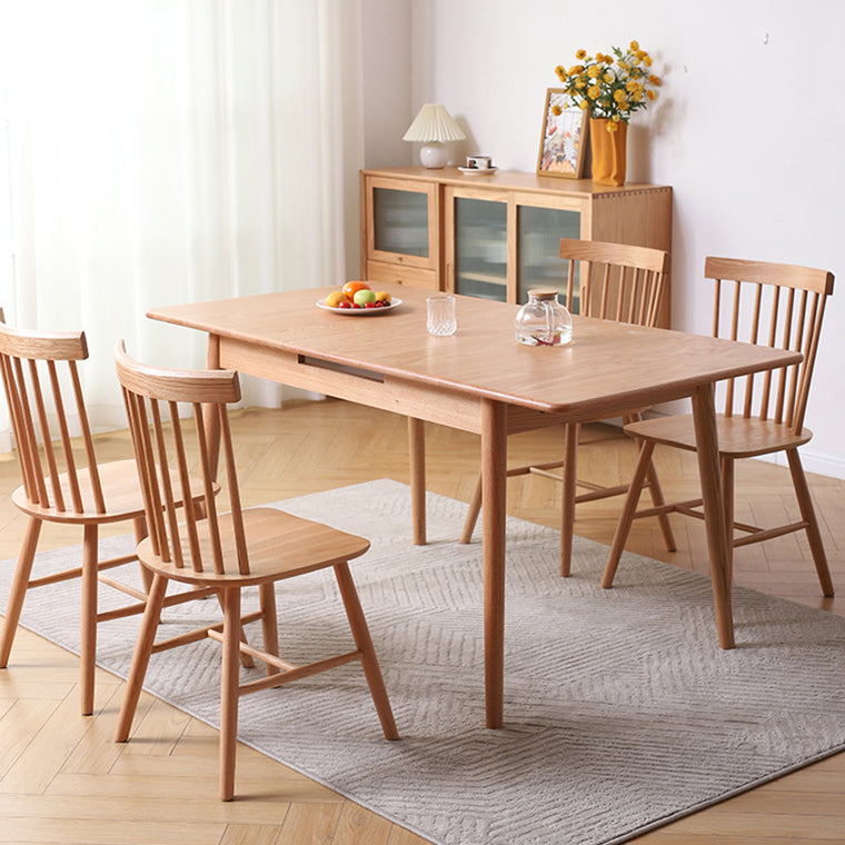 Mesa de comedor de madera de cereza extensible en la naturaleza Mesa de cocina rectangular con 4 patas