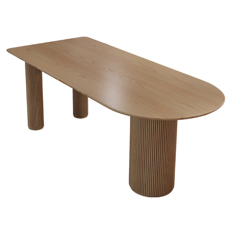 Free Form Pine Wood Dining Table in Nature/Walnut Modern Island Table with 3 Legs