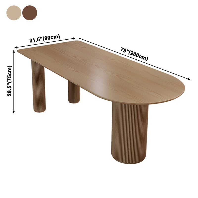 Free Form Pine Wood Dining Table in Nature/Walnut Modern Island Table with 3 Legs