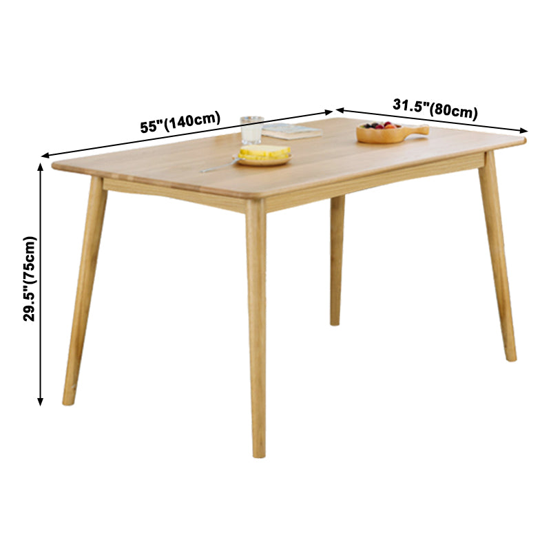 Rectangle Oak Wood Dining Table in Nature Modern Kitchen Table with 4 Legs