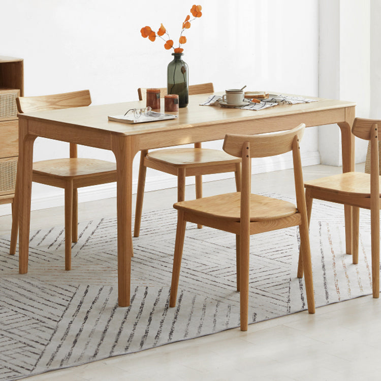 Rectangle Indoor Oak Wood Dining Table Modern Kitchen Table in Nature with 4 Legs