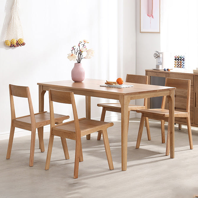 Rectangle Indoor Oak Wood Dining Table Modern Kitchen Table in Nature with 4 Legs