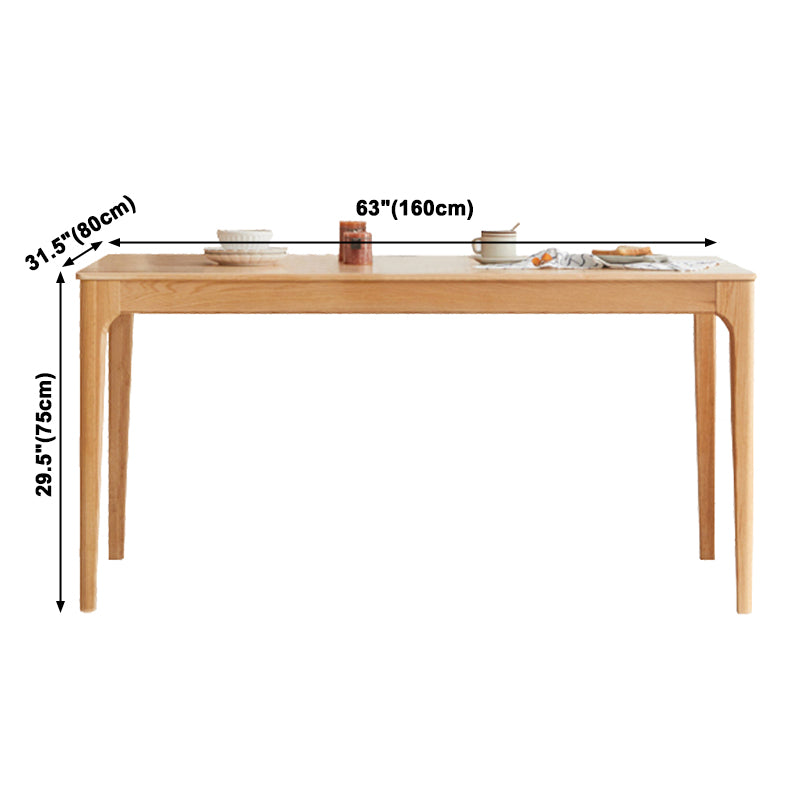 Rectangle Indoor Oak Wood Dining Table Modern Kitchen Table in Nature with 4 Legs