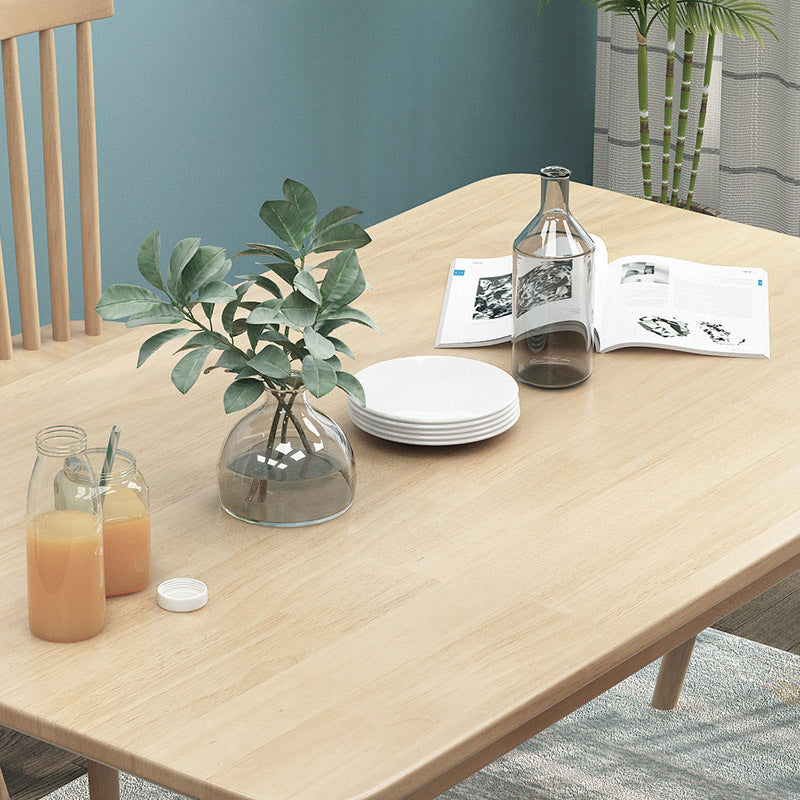 Mesa de comedor rectangular de madera, mesa moderna de madera de caucho en color natural/nogal con 4 patas