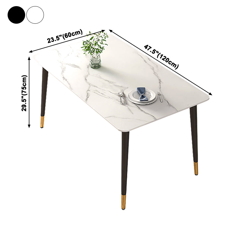 Traditional Luxury Rectangle Dining Table Sintered Stone Table with 4 Legs for Dining Room