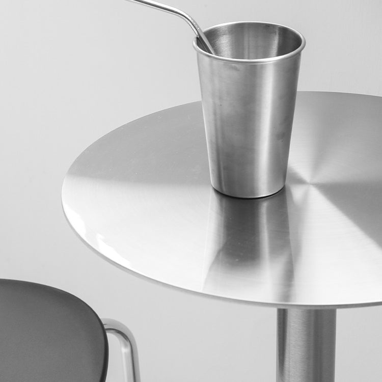 Industrial Dining Table Stainless Steel Table with Pedestal Base for Dining Room