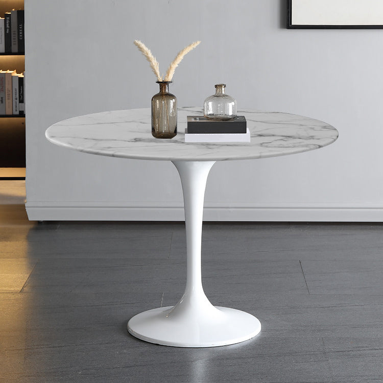 Mesa de comedor redonda Simplicity, mesa de piedra sinterizada con base de tulipán para comedor