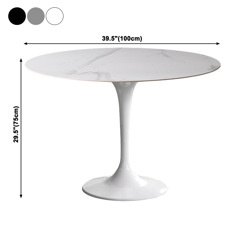 Mesa de comedor redonda Simplicity, mesa de piedra sinterizada con base de tulipán para comedor