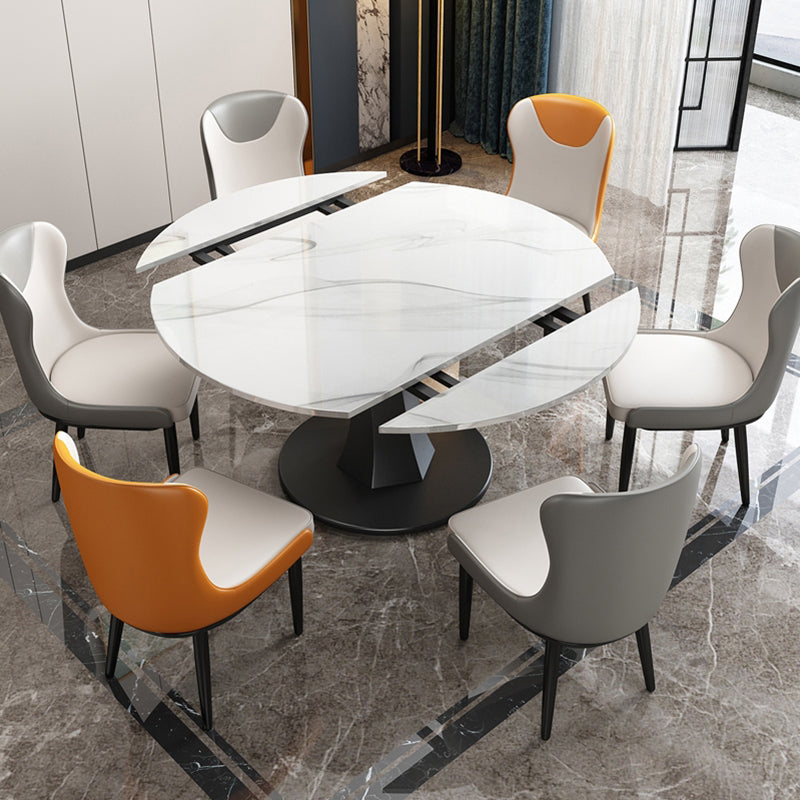 Eenvoud Ronde Eetkamertafel Gesinterde stenen tafel met zwarte voetstuk