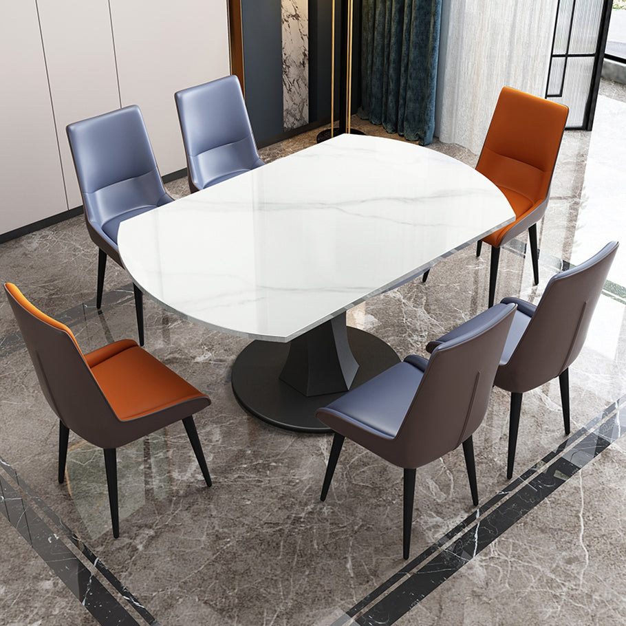 Eenvoud Ronde Eetkamertafel Gesinterde stenen tafel met zwarte voetstuk