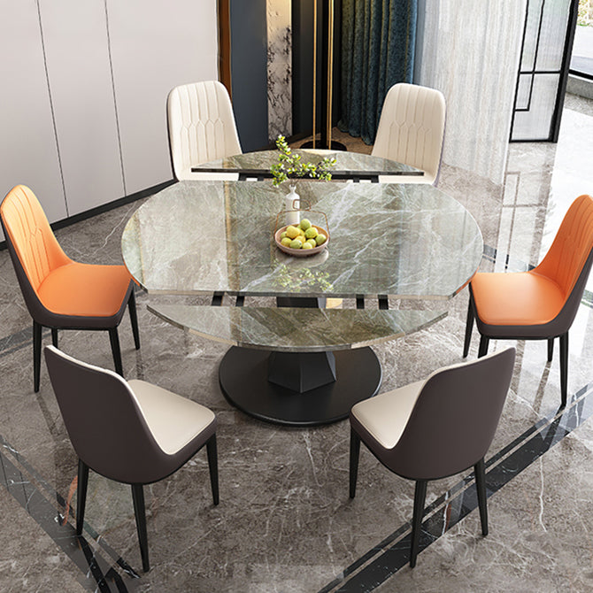Eenvoud Ronde Eetkamertafel Gesinterde stenen tafel met zwarte voetstuk