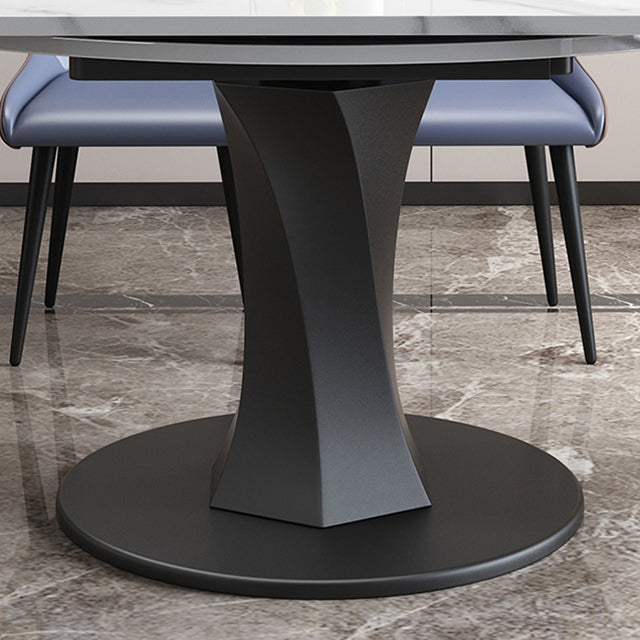 Eenvoud Ronde Eetkamertafel Gesinterde stenen tafel met zwarte voetstuk