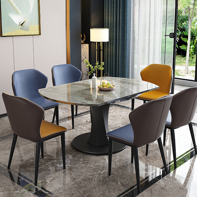 Eenvoud Ronde Eetkamertafel Gesinterde stenen tafel met zwarte voetstuk