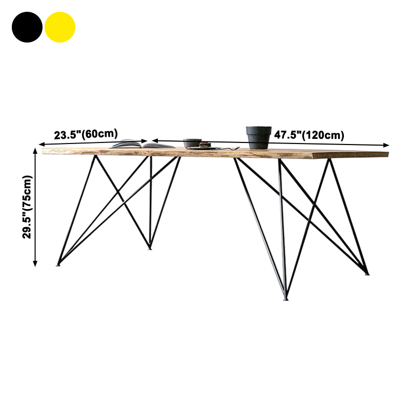 Mesa de comedor rectangular de lujo tradicional, mesa de madera maciza con 4 patas de metal
