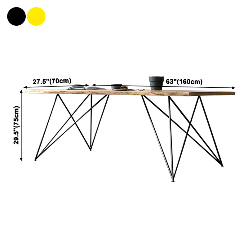 Mesa de comedor rectangular de lujo tradicional, mesa de madera maciza con 4 patas de metal