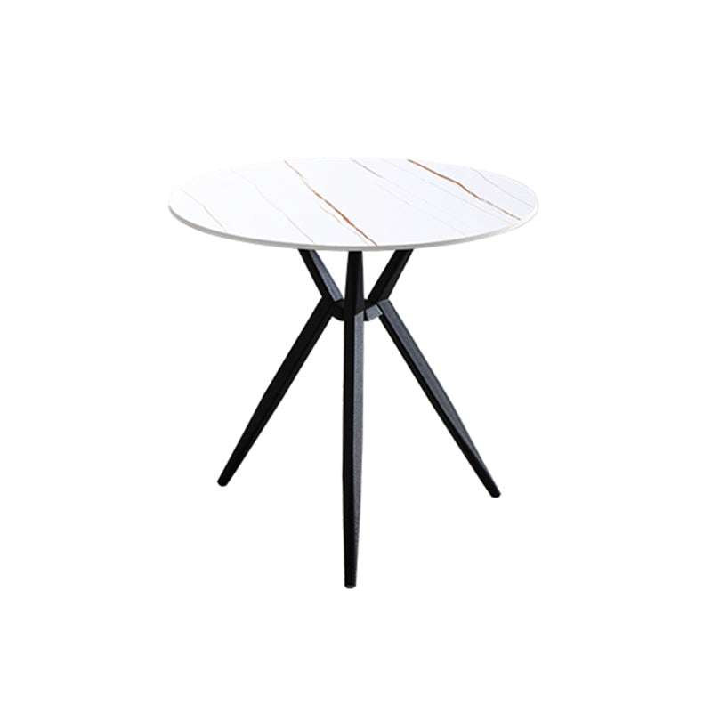 Modern Style Round Dining Table Sintered Stone Table with Metal Base for Home Use